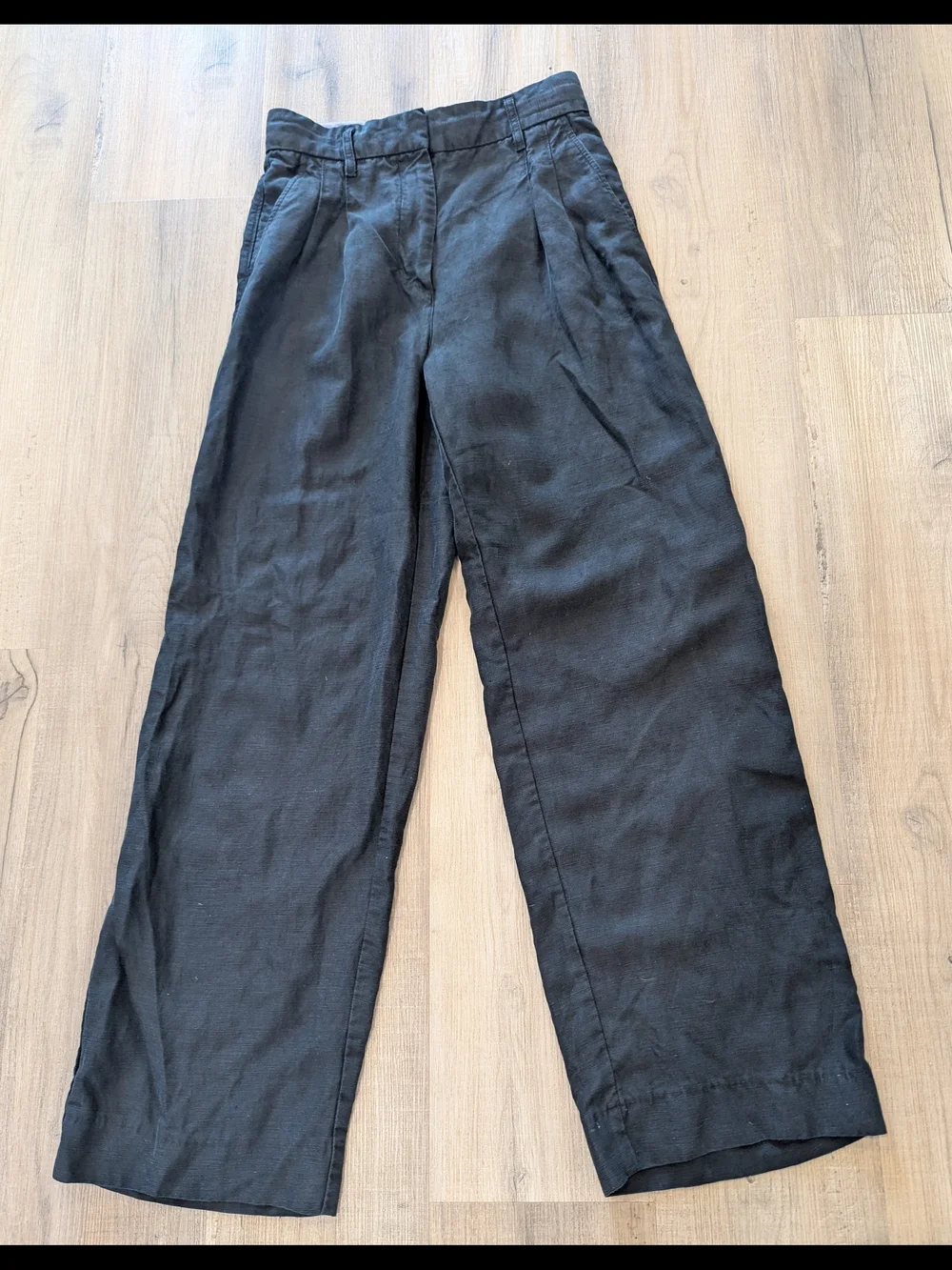 Aritzia Wilfred Black Wide-Leg High-Rise Linen-Blend Pants - Picture 2 of 9